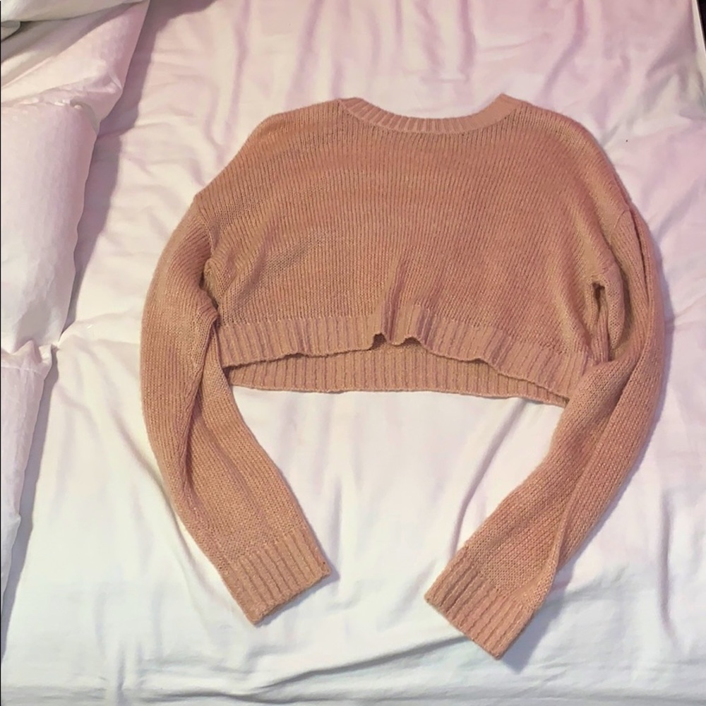 pink crotchet knit sweater